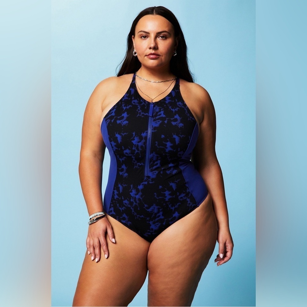 Fabletics High Tide Zip-Front One-Piece Swimsuit Sz XL